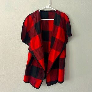 YACUN Women’s Plaid Vest Lapel Open Front Sleeveless Jacket Outwear w/pockets